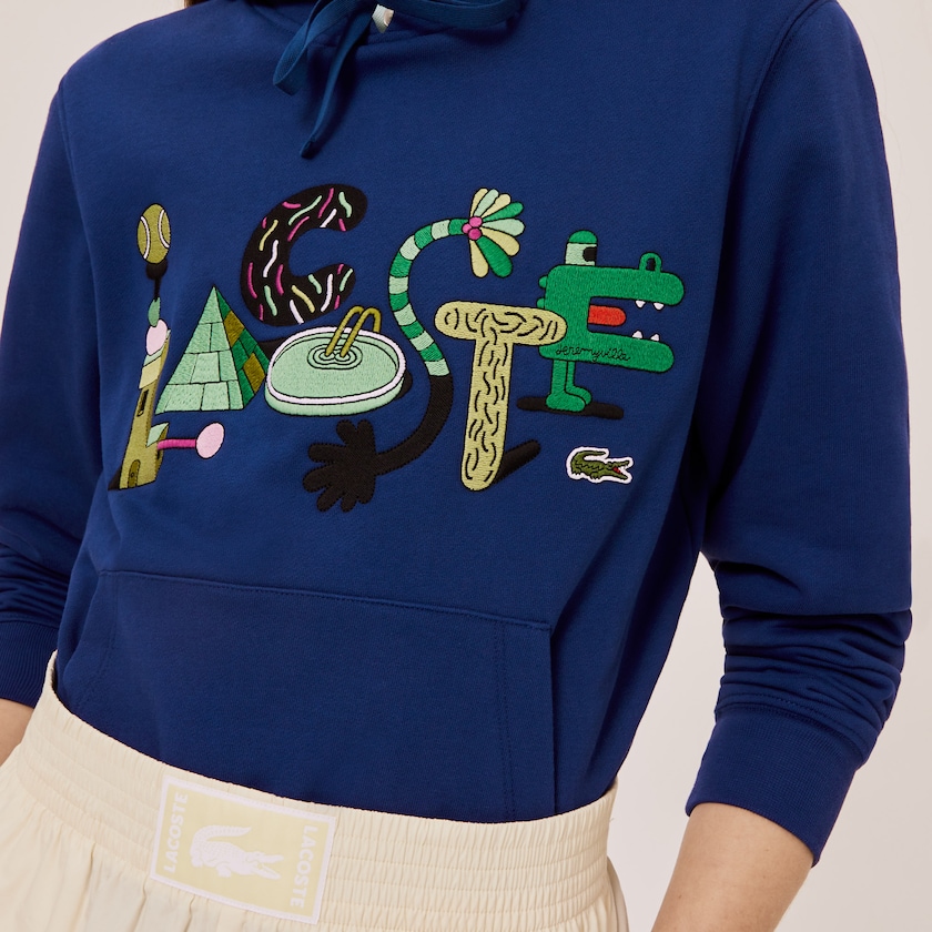 Moletons Lacoste Feminino Azul Marinho Azuis x Jeremyville Print Hooded KB1-45534Q4