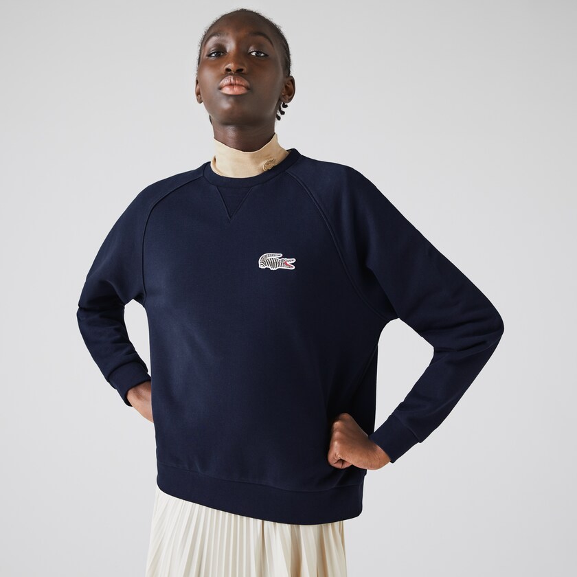 Moletons Lacoste Feminino Azul Marinho Azuis Branco x National Geographic Cotton Fleece KT2-79087Y2