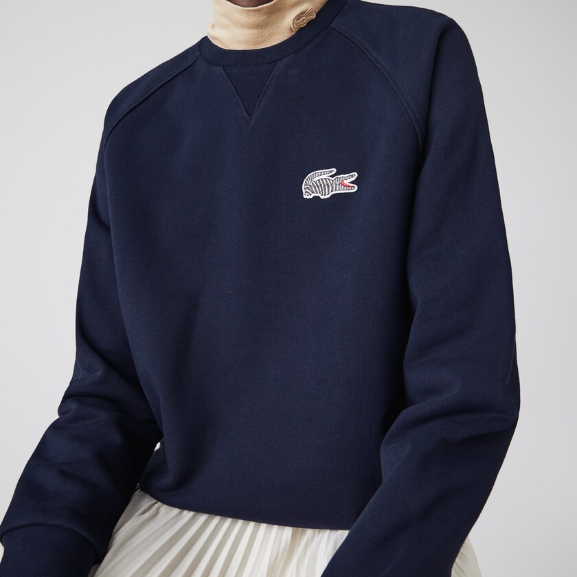 Moletons Lacoste Feminino Azul Marinho Azuis Branco x National Geographic Cotton Fleece KT2-79087Y2