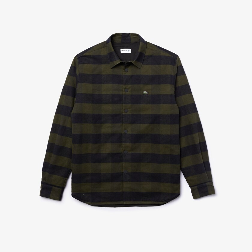 Camisas Lacoste Masculino Caqui Verdes Pretas Checked Quilted Cotton Flannel UC8-19361K3