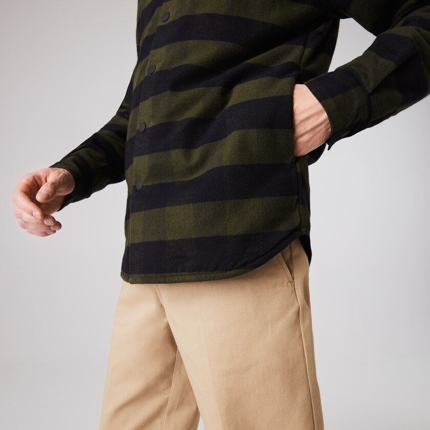 Camisas Lacoste Masculino Caqui Verdes Pretas Checked Quilted Cotton Flannel UC8-19361K3