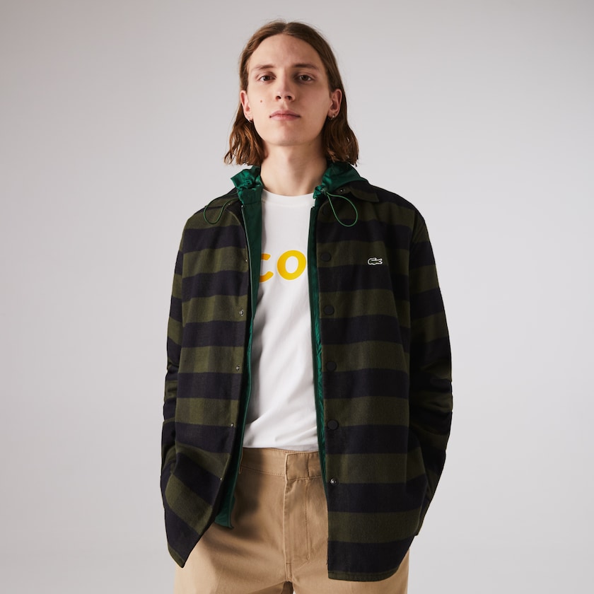 Camisas Lacoste Masculino Caqui Verdes Pretas Checked Quilted Cotton Flannel UC8-19361K3