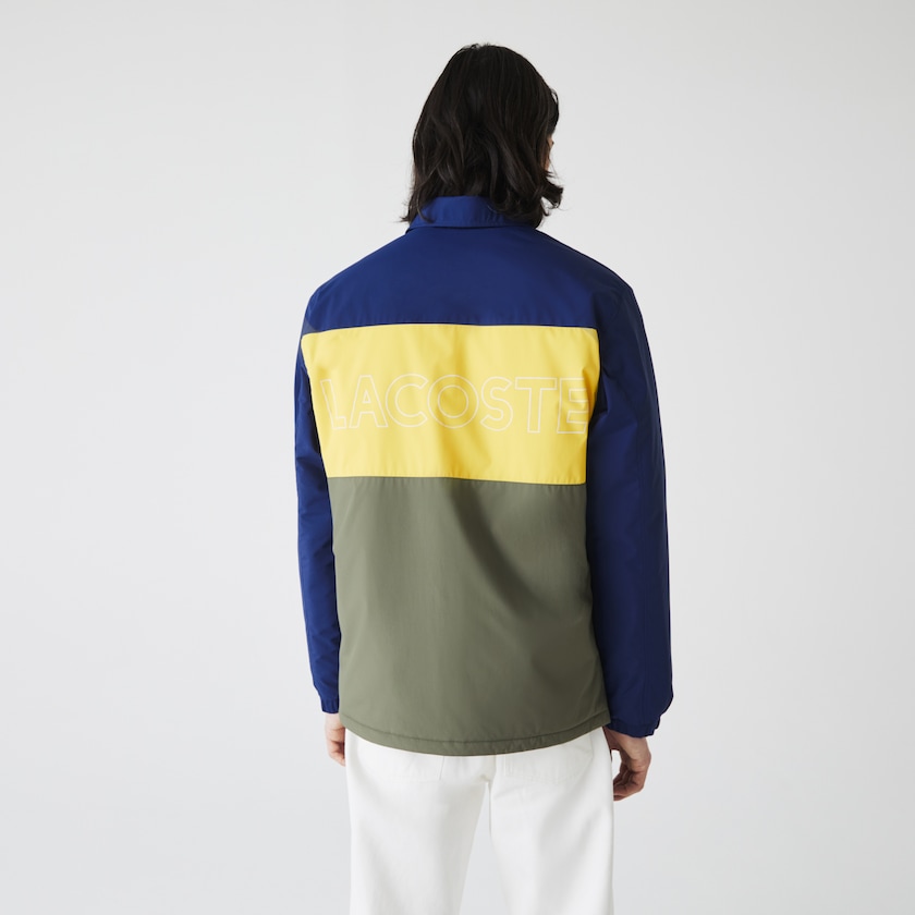 Camisas Lacoste Masculino Azuis Amarelas Caqui Verdes Colorblock Water-Resistant Quilted KM5-38743Y1