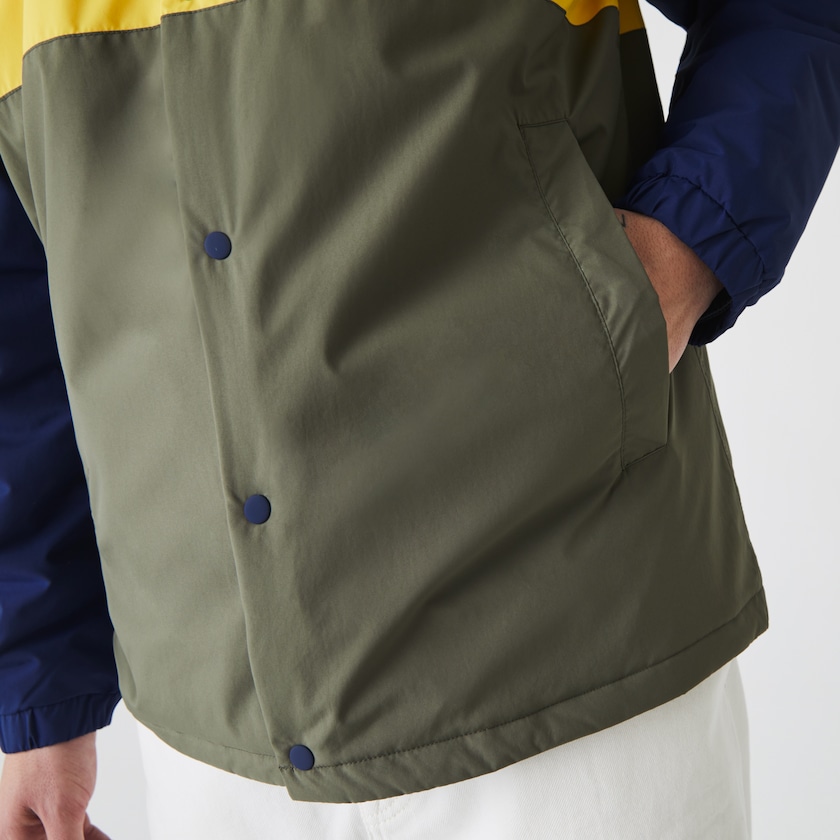 Camisas Lacoste Masculino Azuis Amarelas Caqui Verdes Colorblock Water-Resistant Quilted KM5-38743Y1