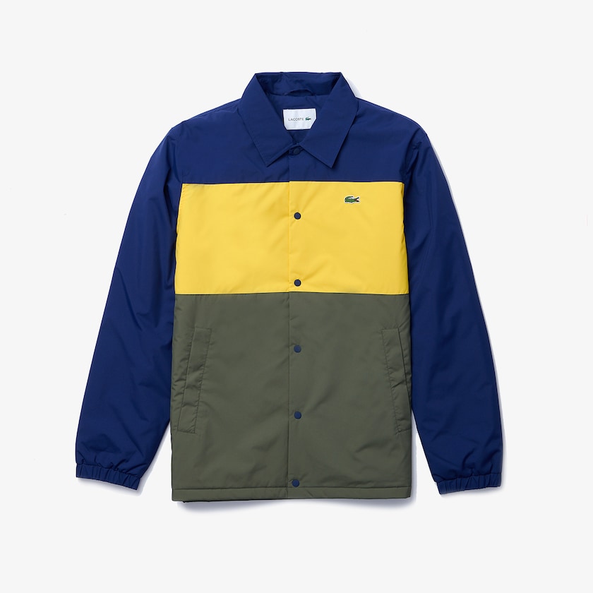 Camisas Lacoste Masculino Azuis Amarelas Caqui Verdes Colorblock Water-Resistant Quilted KM5-38743Y1
