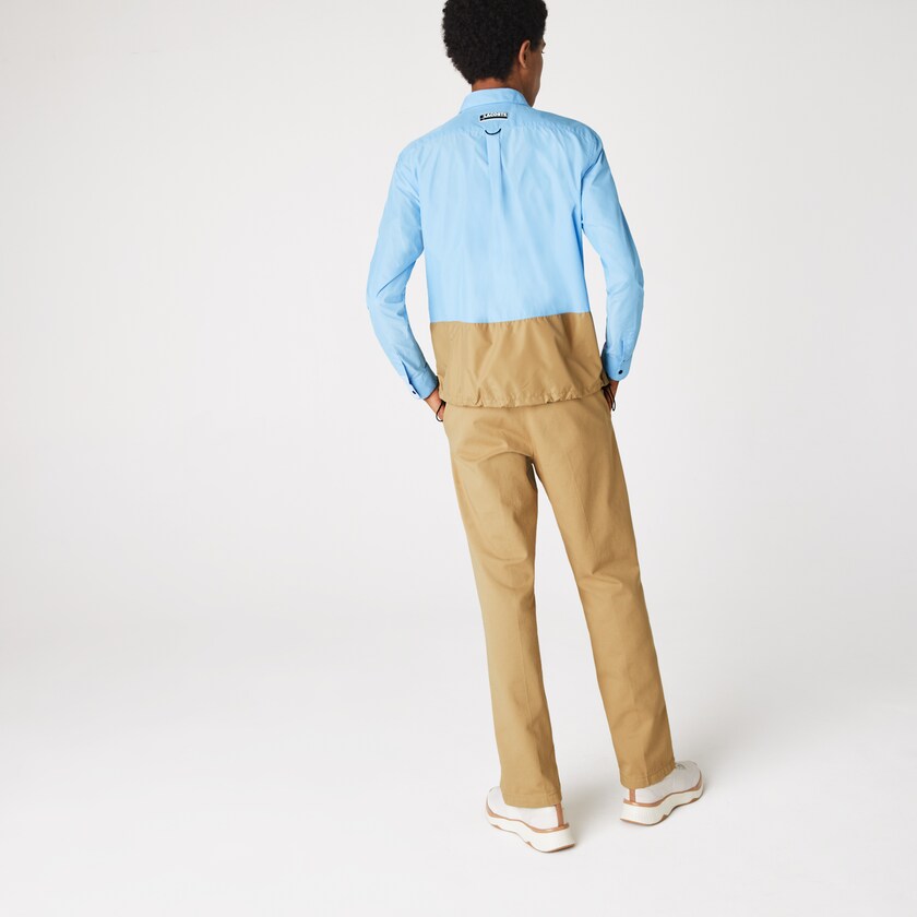Camisas Lacoste Masculino Azuis Bege Hawaiian Fit Colorblock IR3-43324M7