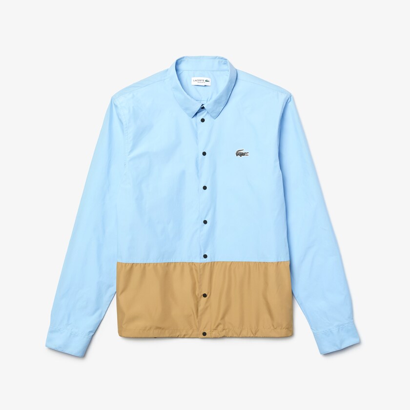 Camisas Lacoste Masculino Azuis Bege Hawaiian Fit Colorblock IR3-43324M7