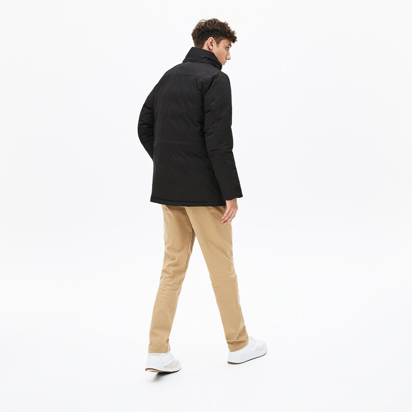 Parka Jackets Lacoste Masculino Pretas Cinzentas Escuro Detachable Faux Fur Hood Long Quilted BM5-47084O3
