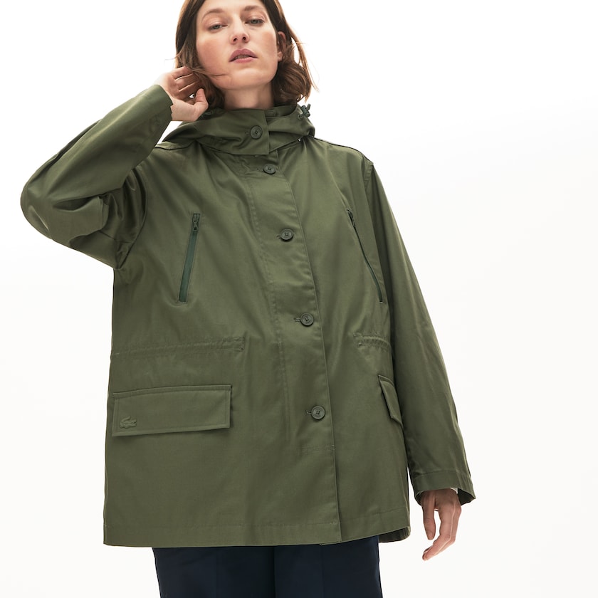 Parka Jackets Lacoste Feminino Caqui Verdes Flared Water-Resistant AO1-45834G3