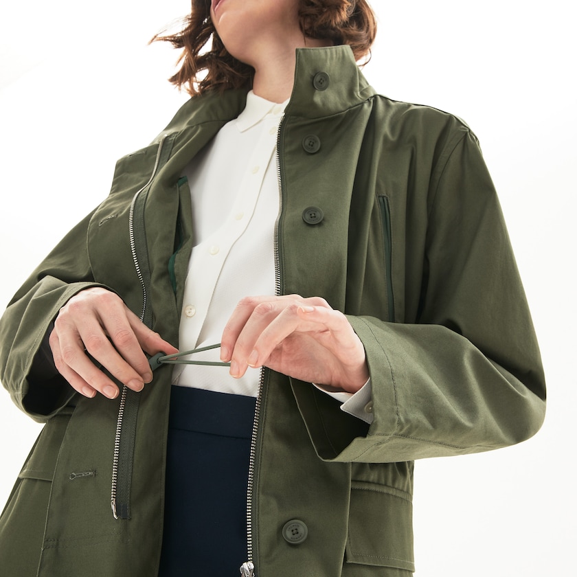 Parka Jackets Lacoste Feminino Caqui Verdes Flared Water-Resistant AO1-45834G3