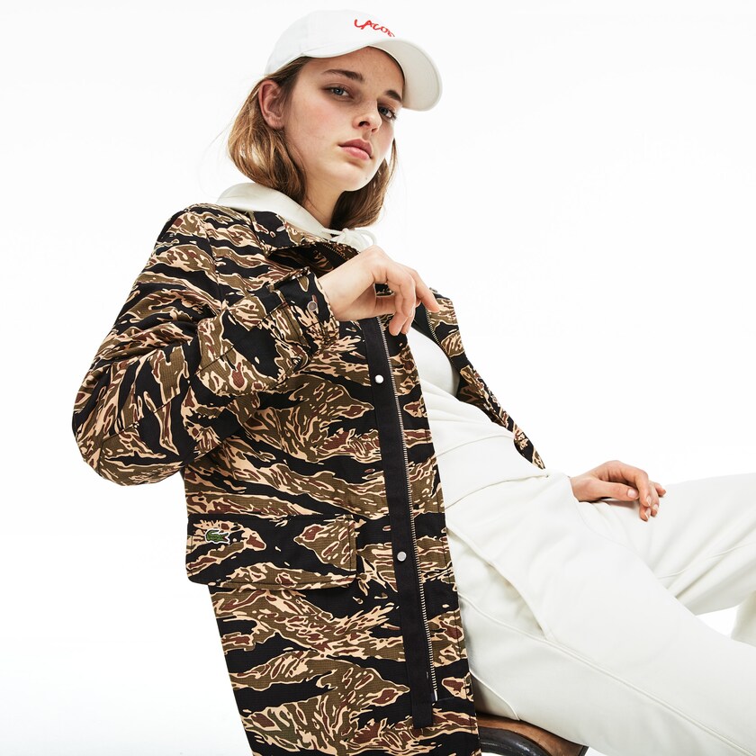 Parka Jackets Lacoste Masculino Pretas Branco LIVE Camouflage MS7-01760E1