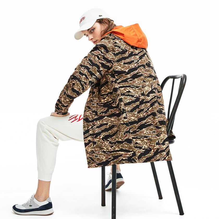 Parka Jackets Lacoste Masculino Pretas Branco LIVE Camouflage MS7-01760E1