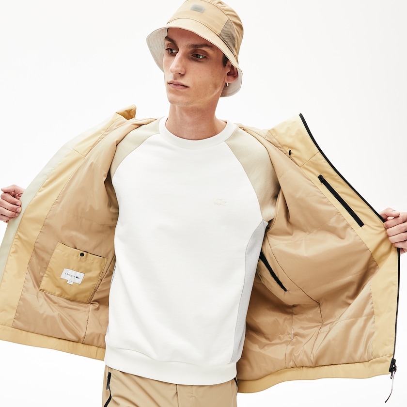 Parka Jackets Lacoste Masculino Bege Cinzentas Motion Lightweight Quilted Short OW1-94809Y8