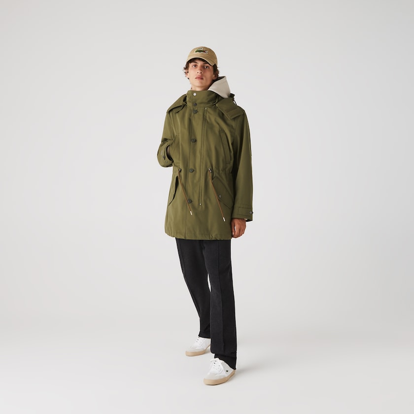 Parka Jackets Lacoste Masculino Caqui Verdes Quilted Interior Jacket Water-Resistant 3-in-1 DV6-91509O0