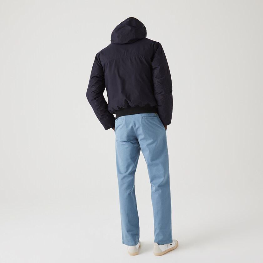 Parka Jackets Lacoste Masculino Azul Marinho Azuis Bege Short Water-Resistant Quilted Hooded BK9-46364B2