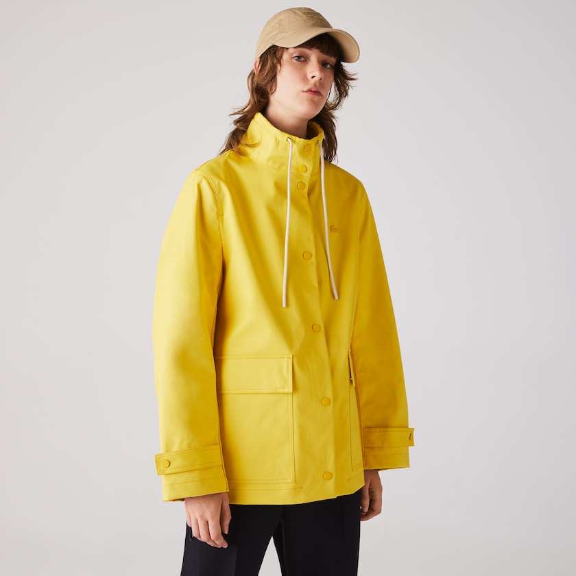 Parka Jackets Lacoste Feminino Amarelas Bege Stand-Up Collar Cotton DK6-52215I1