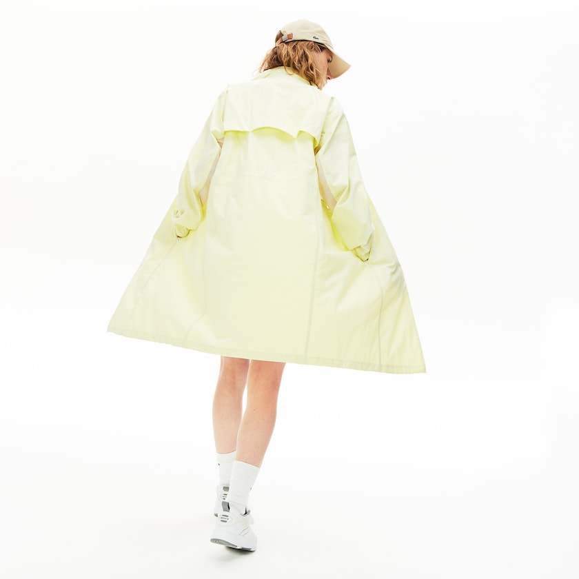 Parka Jackets Lacoste Feminino Branco Amarelas Water-Resistant Long Nylon QS4-68556F5