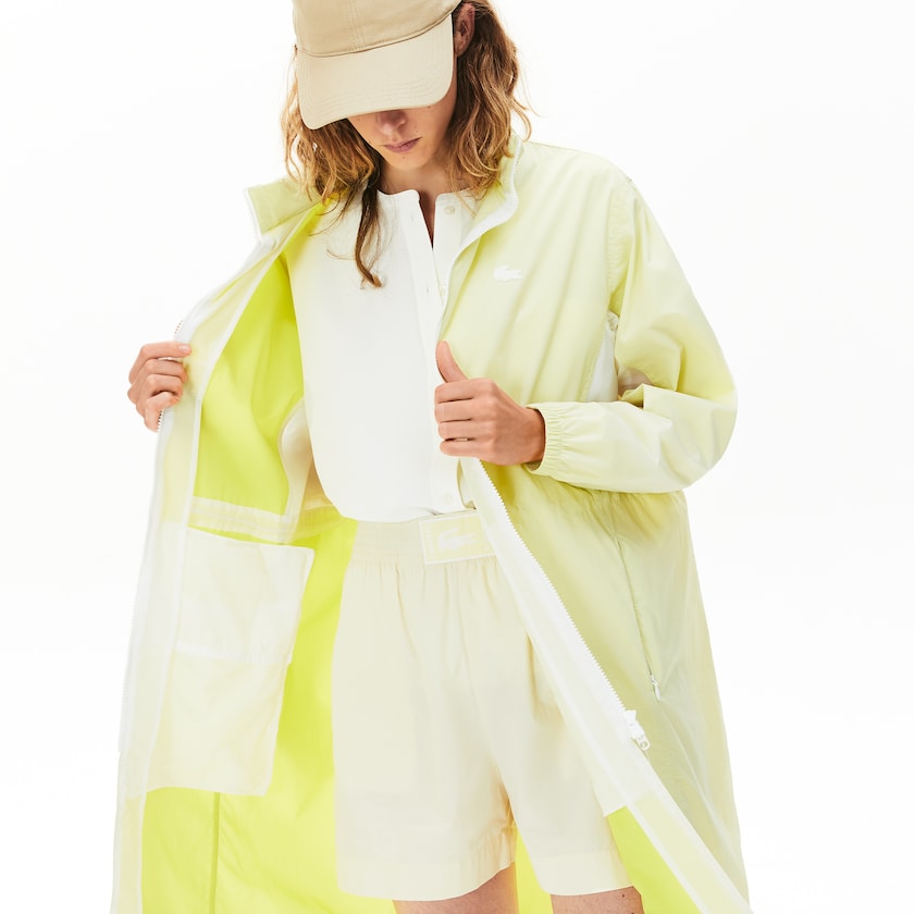 Parka Jackets Lacoste Feminino Branco Amarelas Water-Resistant Long Nylon QS4-68556F5