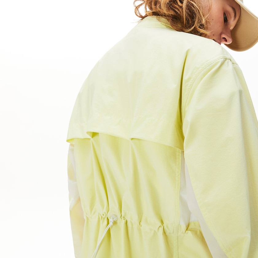 Parka Jackets Lacoste Feminino Branco Amarelas Water-Resistant Long Nylon QS4-68556F5