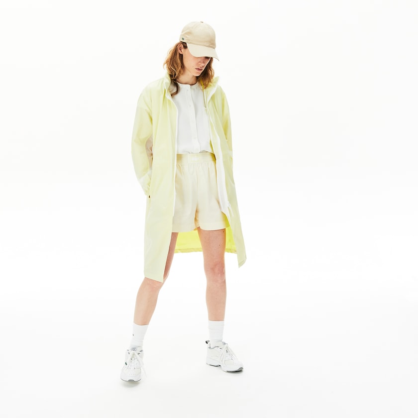 Parka Jackets Lacoste Feminino Branco Amarelas Water-Resistant Long Nylon QS4-68556F5