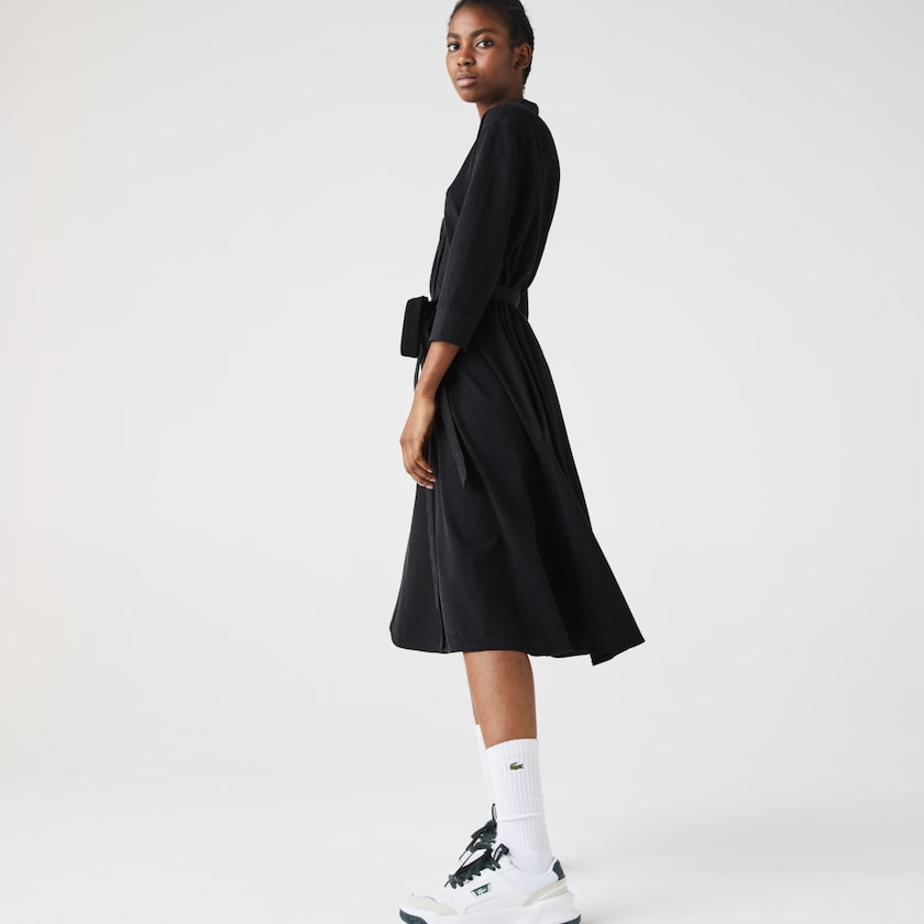 Vestido Polo Lacoste Feminino Cinzentas Buttoned Belted Cotton Piqué GC2-85668J7