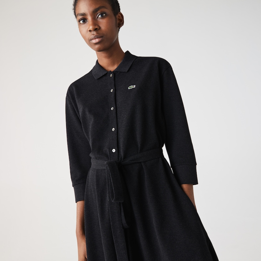 Vestido Polo Lacoste Feminino Cinzentas Buttoned Belted Cotton Piqué GC2-85668J7