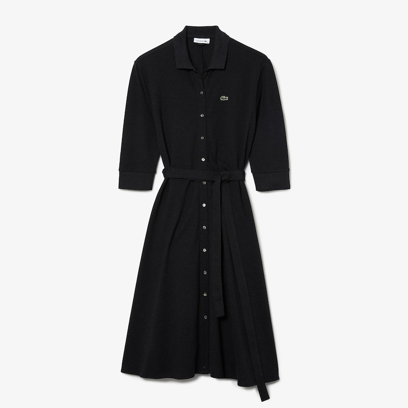 Vestido Polo Lacoste Feminino Cinzentas Buttoned Belted Cotton Piqué GC2-85668J7