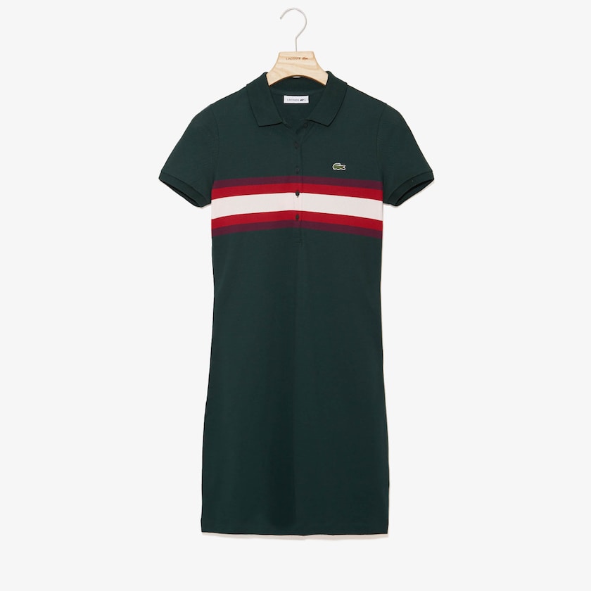 Vestido Polo Lacoste Feminino Verdes Vermelhas Escuro Luz Rosa Color Block Stripe QS1-97769S3