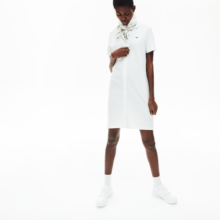Vestido Polo Lacoste Feminino Branco Cotton Piqué Buttoned II3-29912I2