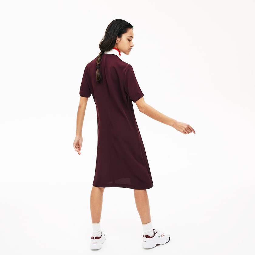 Vestido Polo Lacoste Feminino Vermelhas Escuro Branco Vermelhas Flared Zip-Up OT3-19761S4