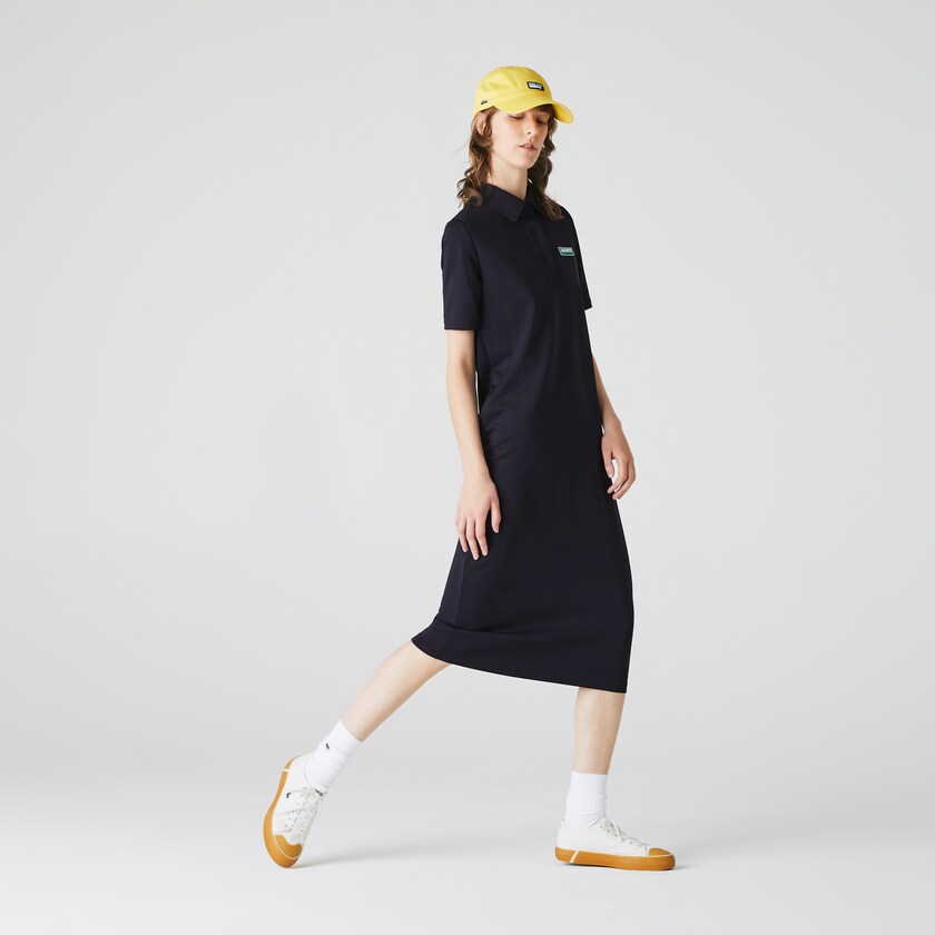 Vestido Polo Lacoste Feminino Azul Marinho Azuis LIVE Straight Cut Badge Flowing PJ9-54415M8