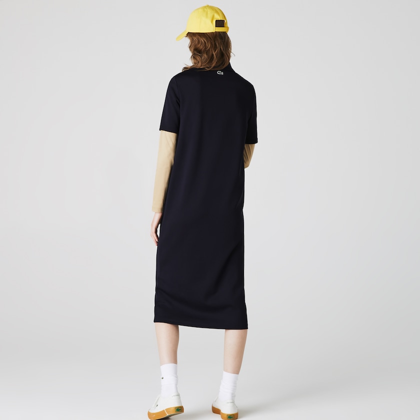 Vestido Polo Lacoste Feminino Azul Marinho Azuis LIVE Straight Cut Badge Flowing PJ9-54415M8