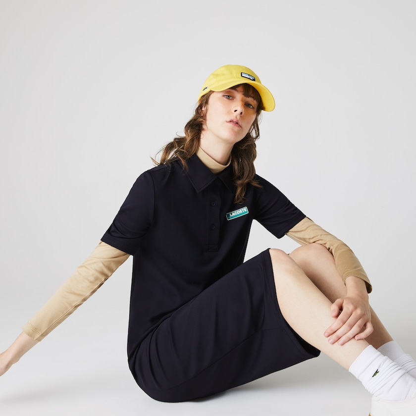 Vestido Polo Lacoste Feminino Azul Marinho Azuis LIVE Straight Cut Badge Flowing PJ9-54415M8