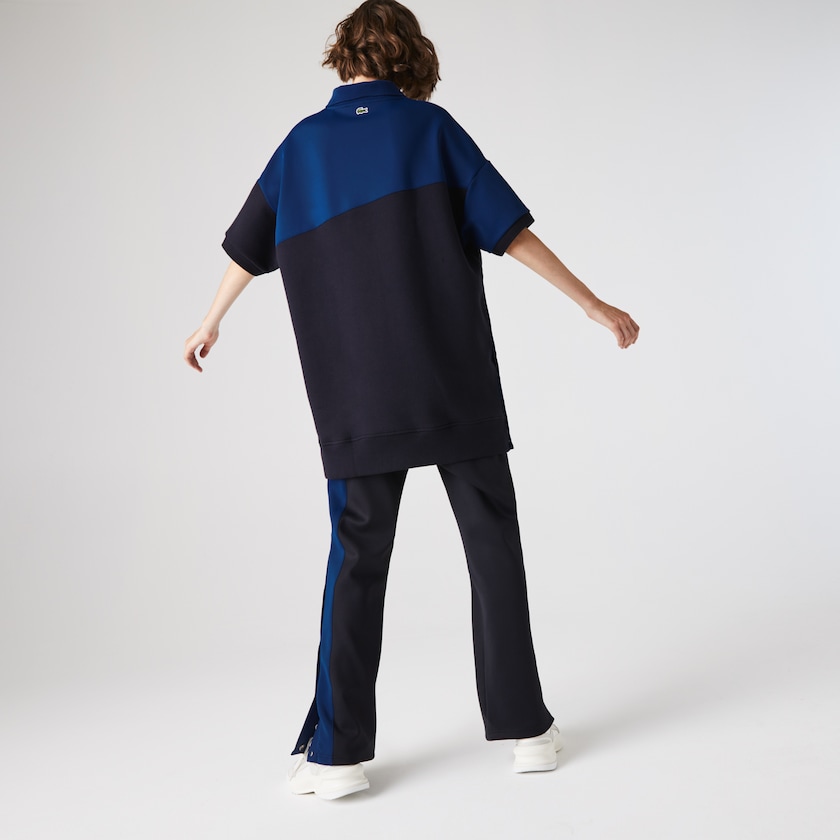 Vestido Polo Lacoste Feminino Azul Marinho Azuis Azuis LIVE Two-Tone Fleece And Neoprene JW7-05200U2