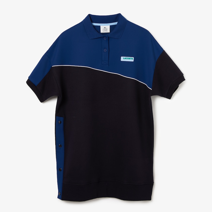 Vestido Polo Lacoste Feminino Azul Marinho Azuis Azuis LIVE Two-Tone Fleece And Neoprene JW7-05200U2