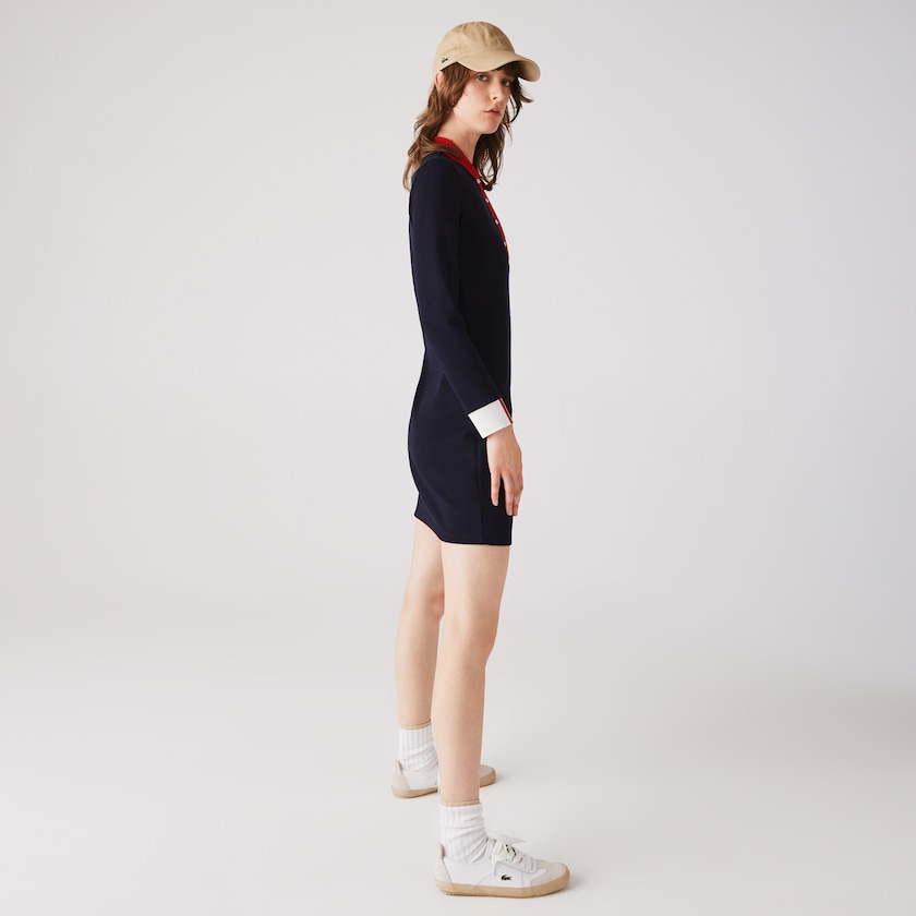 Vestido Polo Lacoste Feminino Azul Marinho Azuis Vermelhas Branco Made In France Stretch Cotton Jersey UN2-46474F6