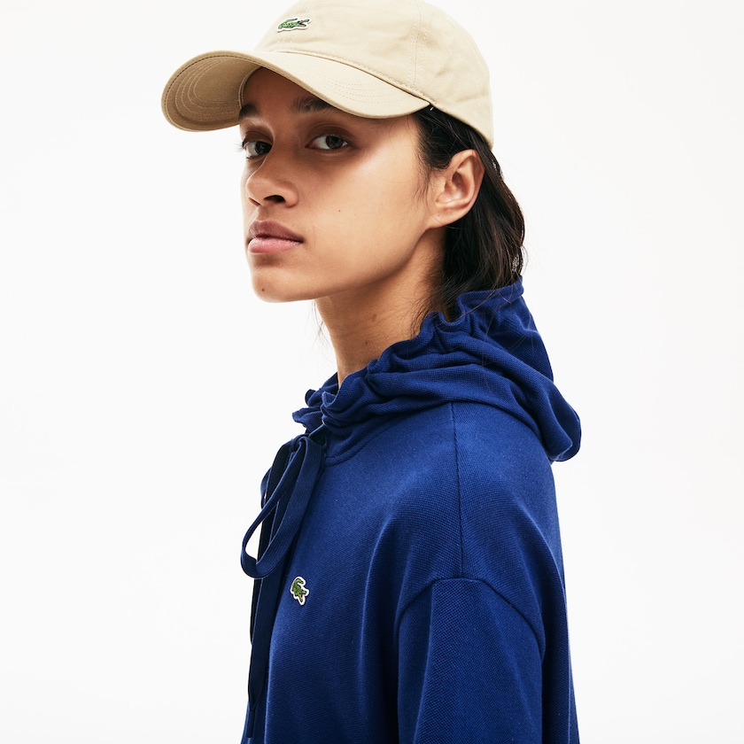 Vestido Polo Lacoste Feminino Azul Marinho Azuis Oversized Hooded Organic Cotton Piqué ND8-56715L8