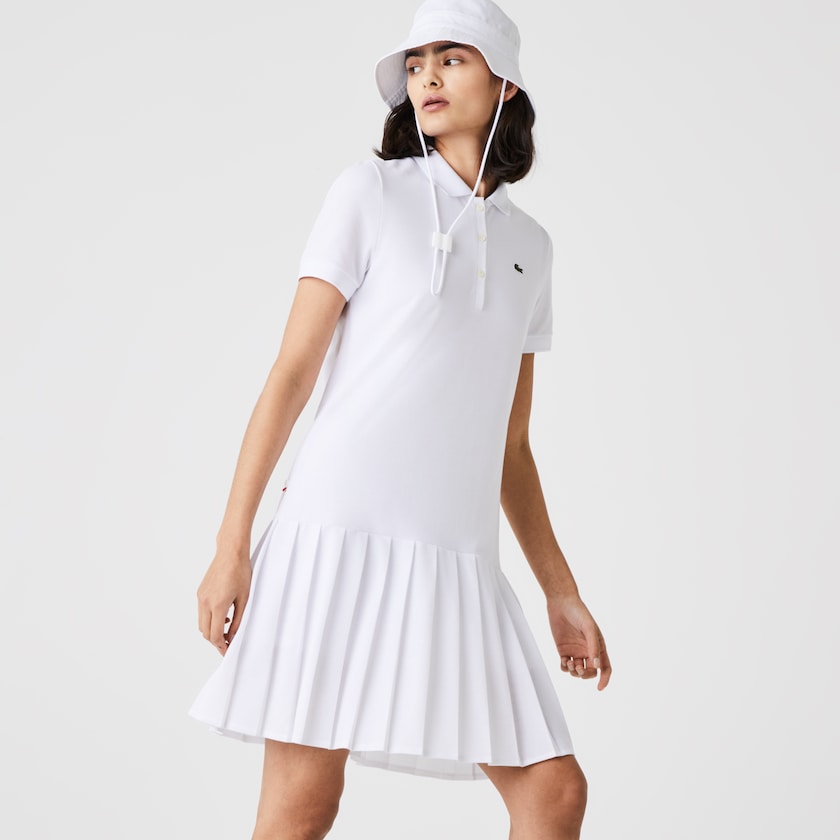 Vestido Polo Lacoste Feminino Branco Verdes Azul Marinho Azuis SPORT Roland Garros Pleated SC0-05350P8