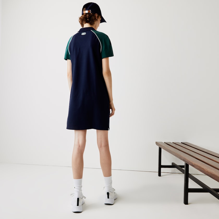 Vestido Polo Lacoste Feminino Azul Marinho Azuis Verdes Branco SPORT Stretch Cotton Golf QF7-09640Y0