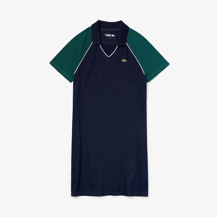 Vestido Polo Lacoste Feminino Azul Marinho Azuis Verdes Branco SPORT Stretch Cotton Golf QF7-09640Y0