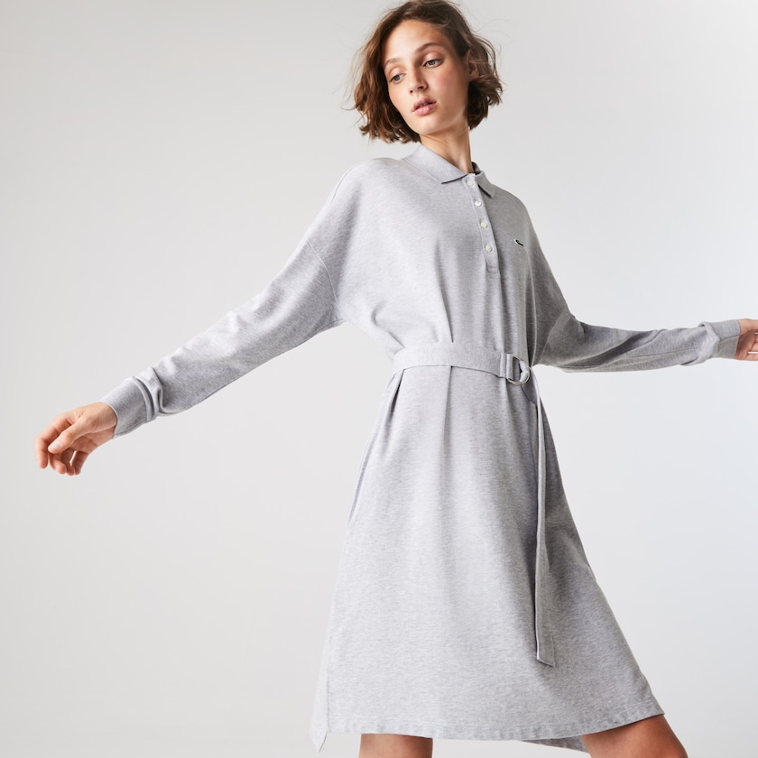 Vestido Polo Lacoste Feminino Cinzentas Straight Flowy Piqué ES4-69396F7