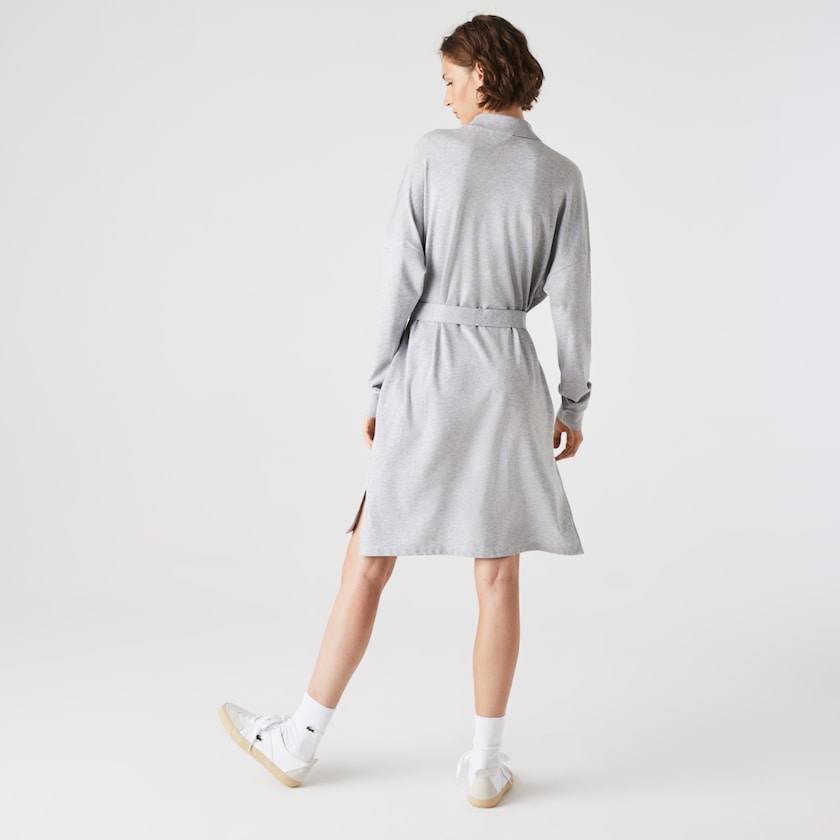Vestido Polo Lacoste Feminino Cinzentas Straight Flowy Piqué ES4-69396F7