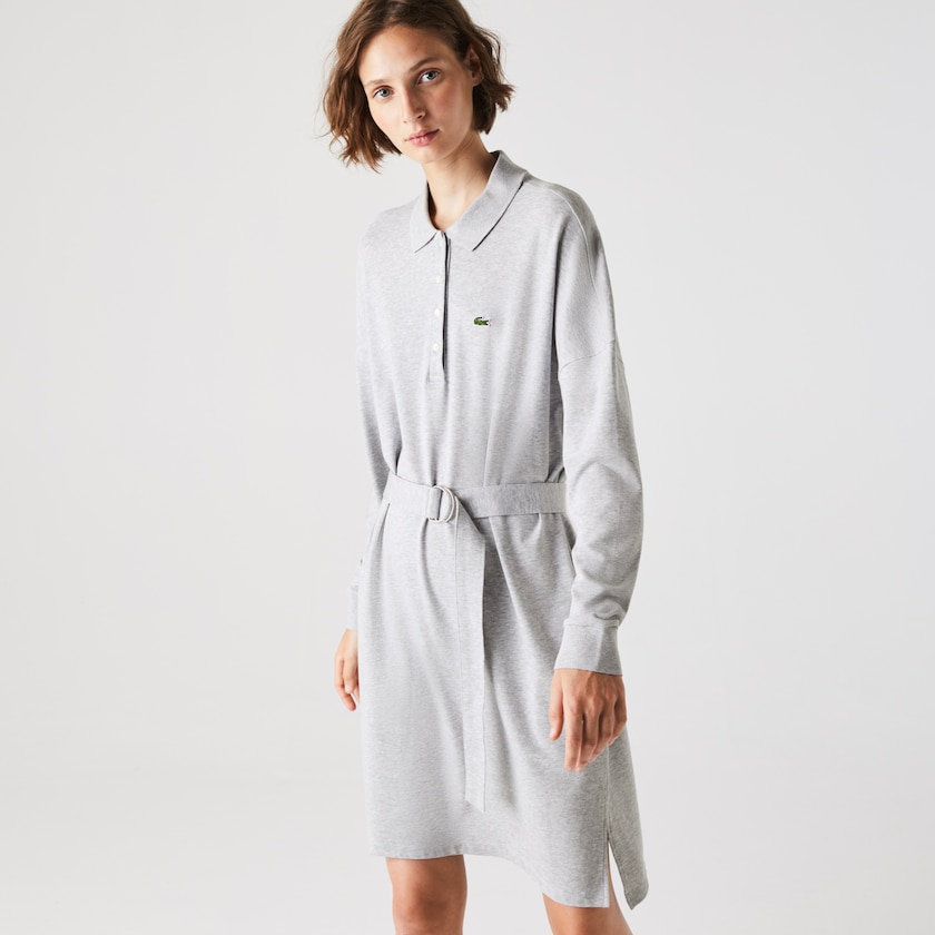 Vestido Polo Lacoste Feminino Cinzentas Straight Flowy Piqué ES4-69396F7