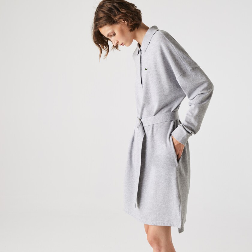 Vestido Polo Lacoste Feminino Cinzentas Straight Flowy Piqué ES4-69396F7