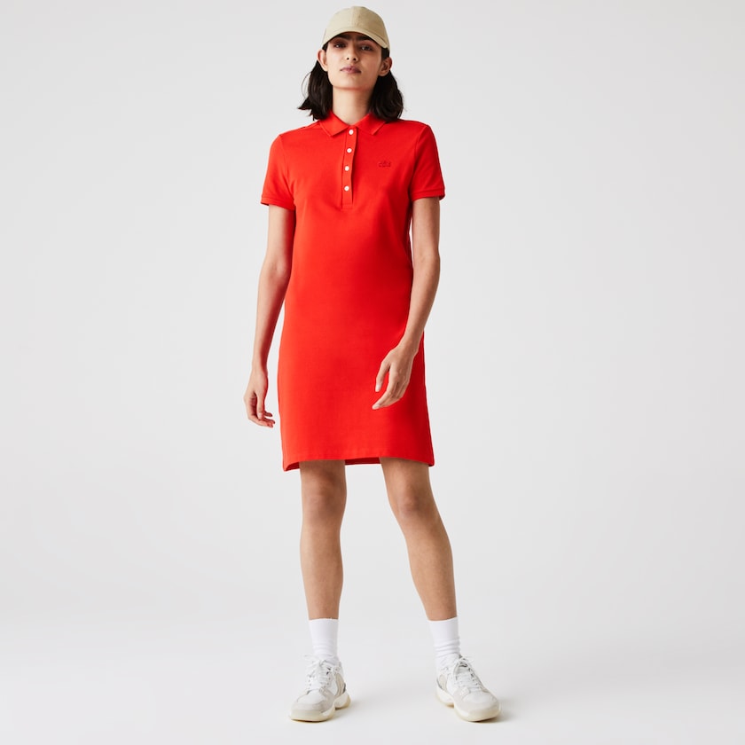 Vestido Polo Lacoste Feminino Vermelhas Stretch Cotton Piqué IH2-07280A5