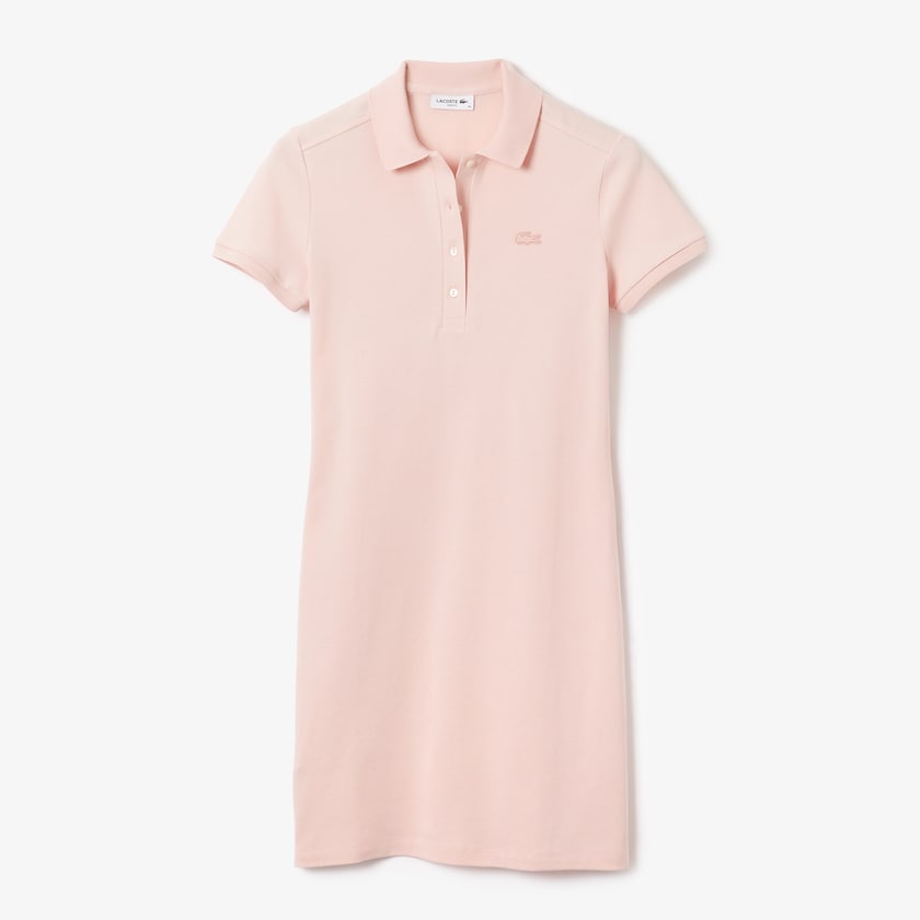 Vestido Polo Lacoste Feminino Luz Rosa Stretch Cotton Piqué JN1-23652L5