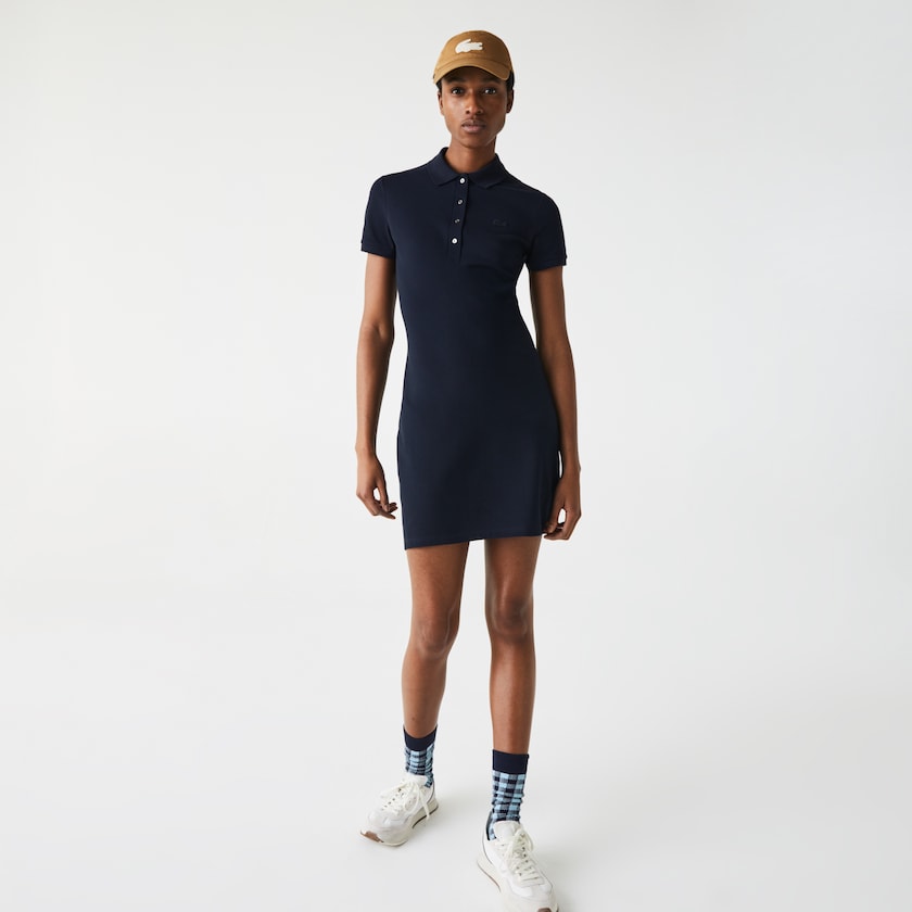 Vestido Polo Lacoste Feminino Azul Marinho Azuis Stretch Cotton Piqué ZA3-88118O7