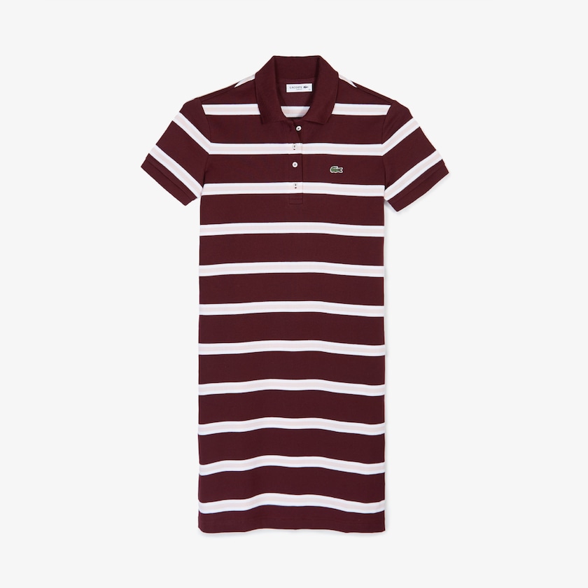 Vestido Polo Lacoste Feminino Vermelhas Escuro Luz Rosa Branco Striped Stretch Cotton FG4-85498J1