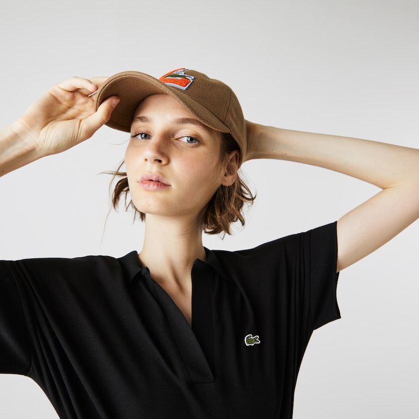 Vestido Polo Lacoste Feminino Pretas V-neck Fitted Flowy Piqué SA7-68076D2