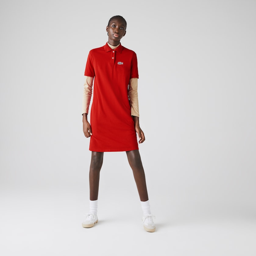 Vestido Polo Lacoste Feminino Vermelhas Branco x National Geographic Cotton Piqué WB3-35763L1